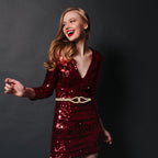 Rhinestone Diamante Waist Chain Belt for Women - Gold