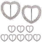 Heart Silver Slider Buckle Chair Bands - 10pcs