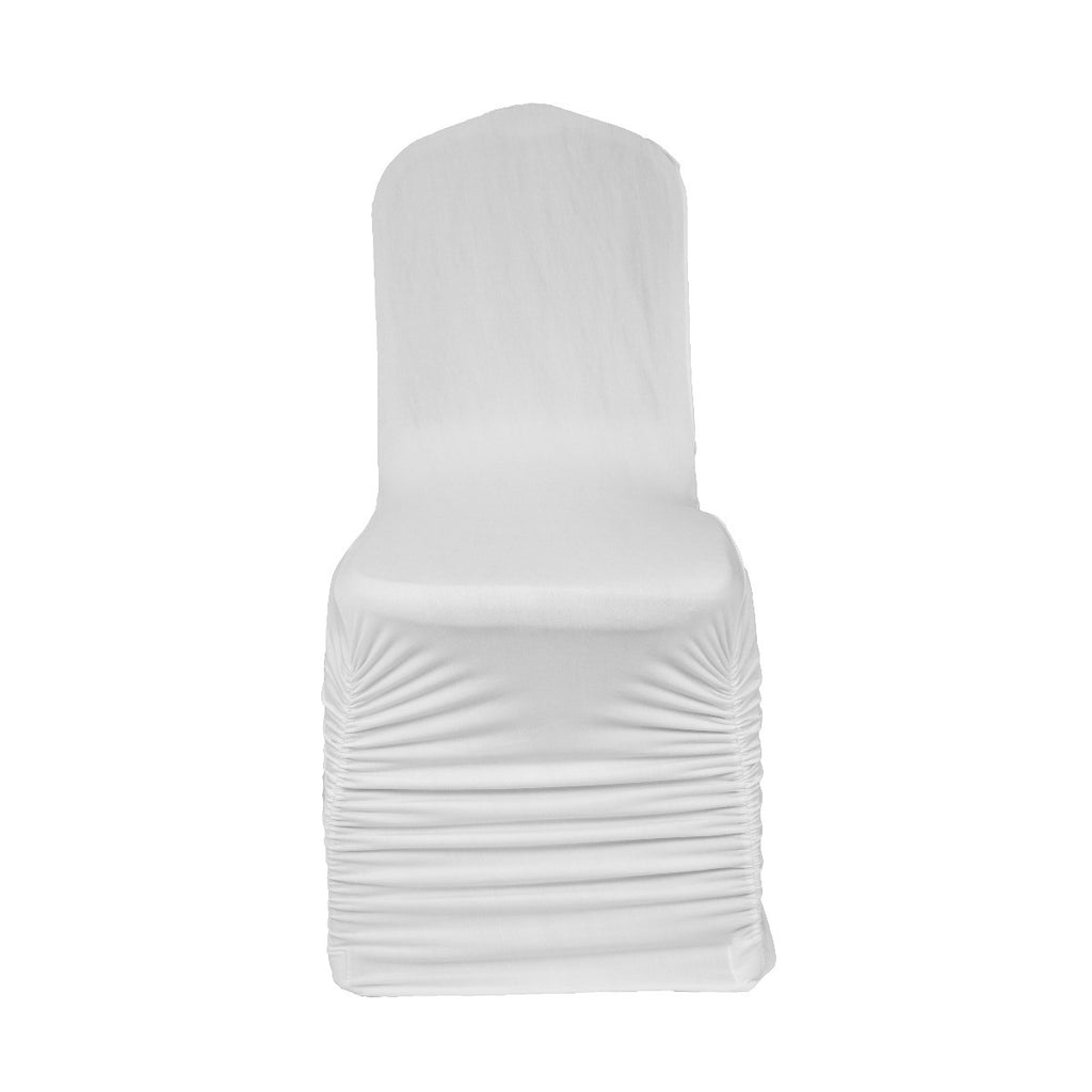 Spandex Chair Cover with Ruched Swag Back - White