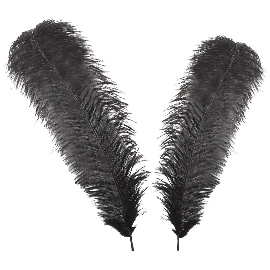 50-60cm Loose Ostrich Feathers, 5pcs - Black