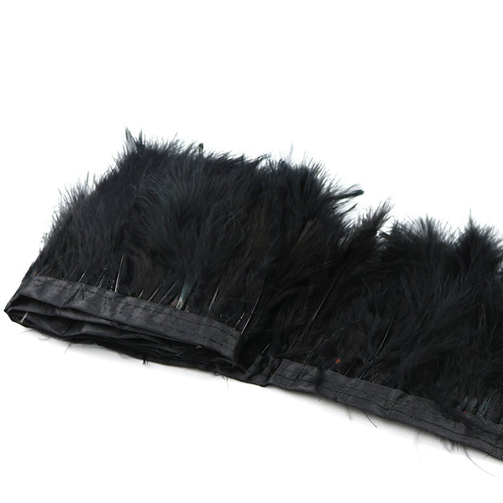 Rooster Feather Fringe for Costume - Black