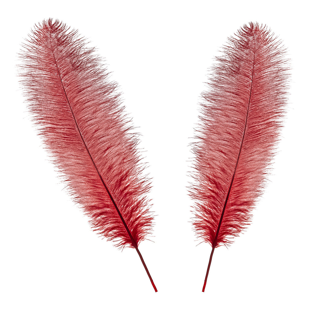 50-60cm Loose Ostrich Feathers, 5pcs - Red