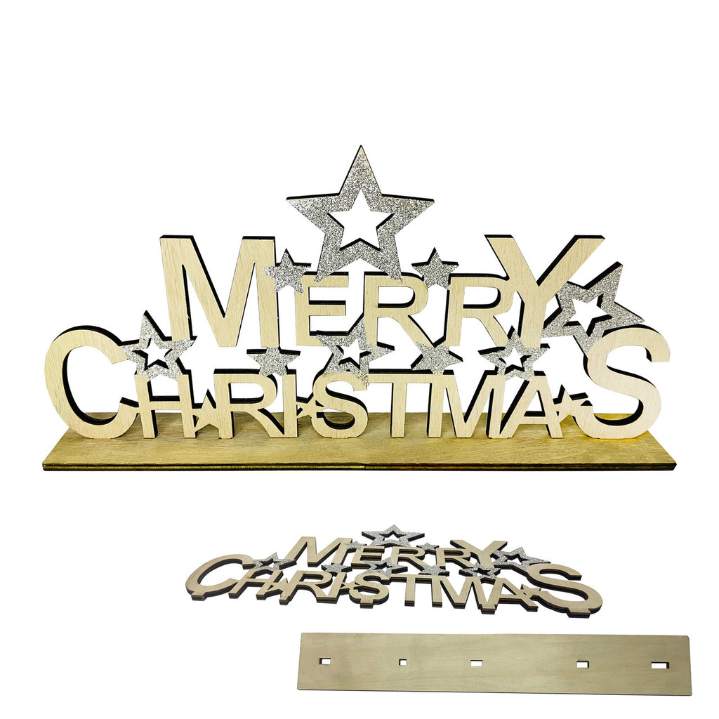 Merry Christmas Table top centrepiece Sign with Stars