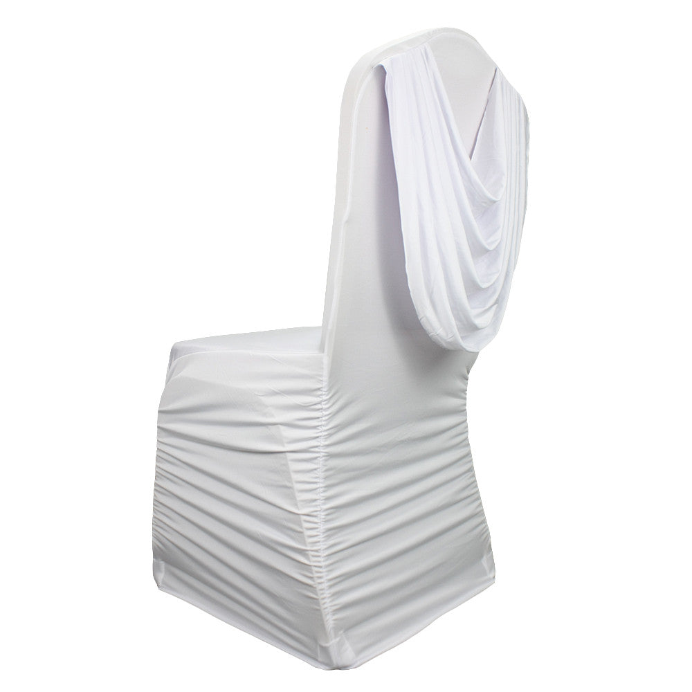 Spandex Chair Cover with Ruched Swag Back - White