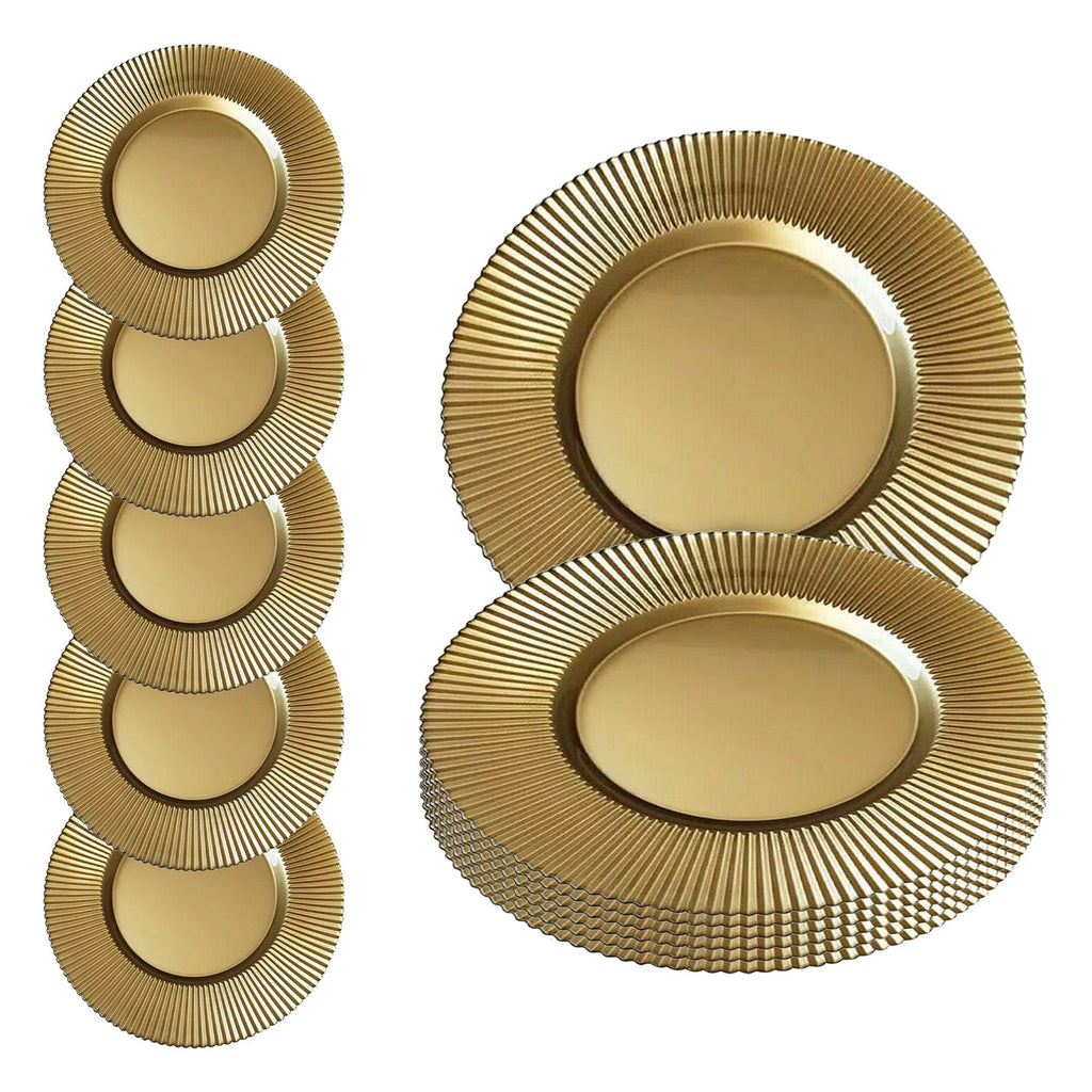 Gold 13" Round Charger Plate x 6