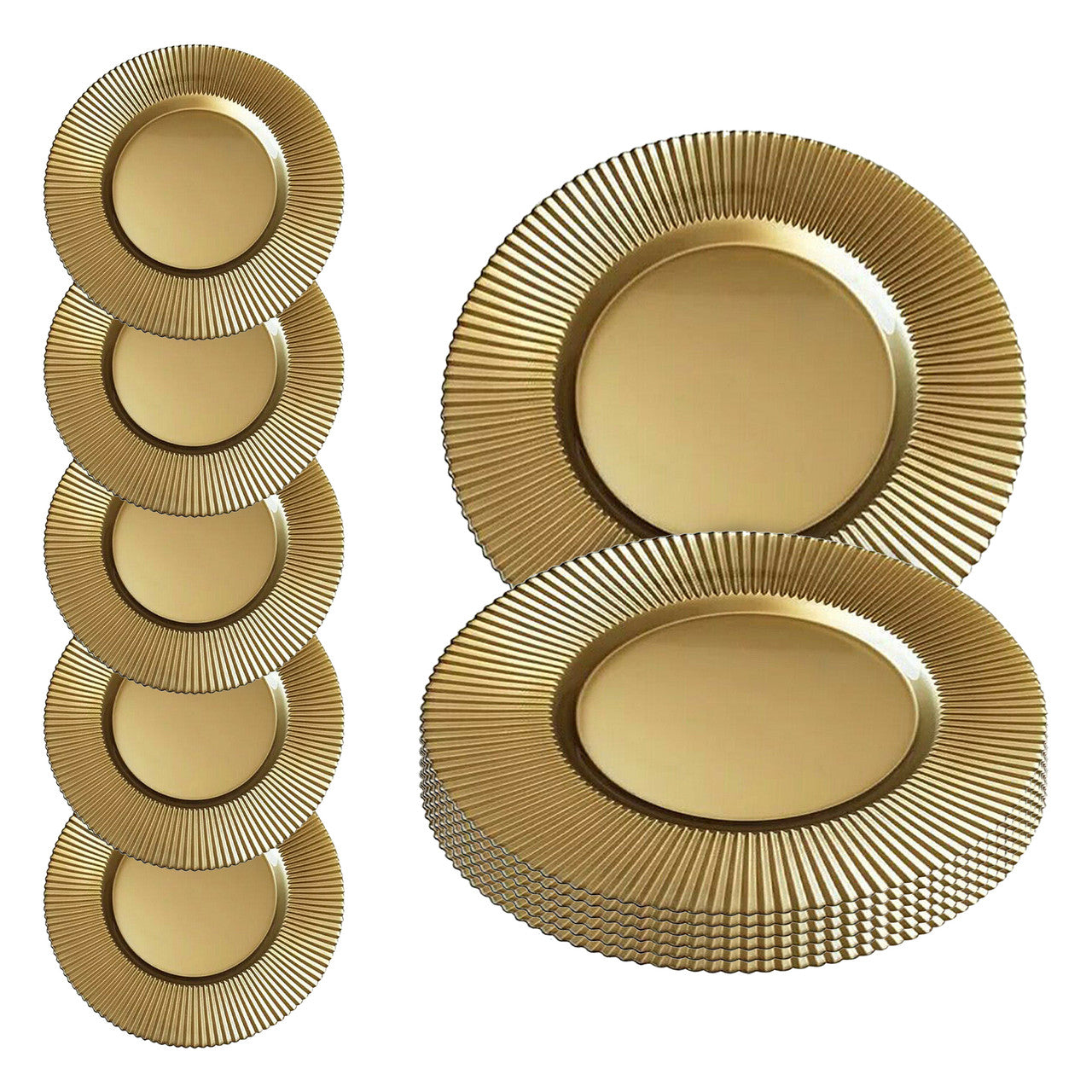 Gold 13" Round Charger Plate x 6