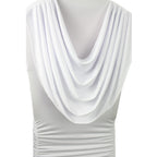 Spandex Chair Cover with Ruched Swag Back - White