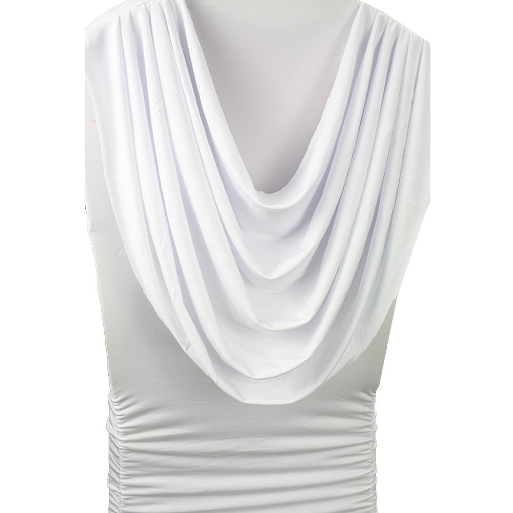 Spandex Chair Cover with Ruched Swag Back - White