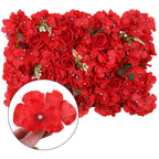 Hydrangea Artificial Flower Wall Panel 60cm x 40cm - Red Roses