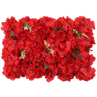 Hydrangea Artificial Flower Wall Panel 60cm x 40cm - Red Roses