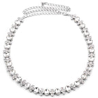Waist Belt with Assorted Diamante Crystals - Silver