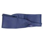 9.5cm x 250cm Wide Waist Crochet Cinch Soft PU Belt - Navy