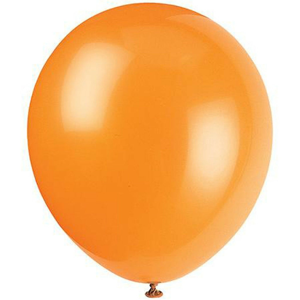 10" Helium-Quality Latex Plain Balloons - Orange