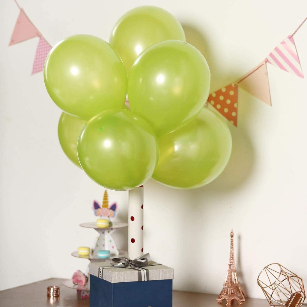 10" Helium-Quality Latex Plain Balloons - Apple Green