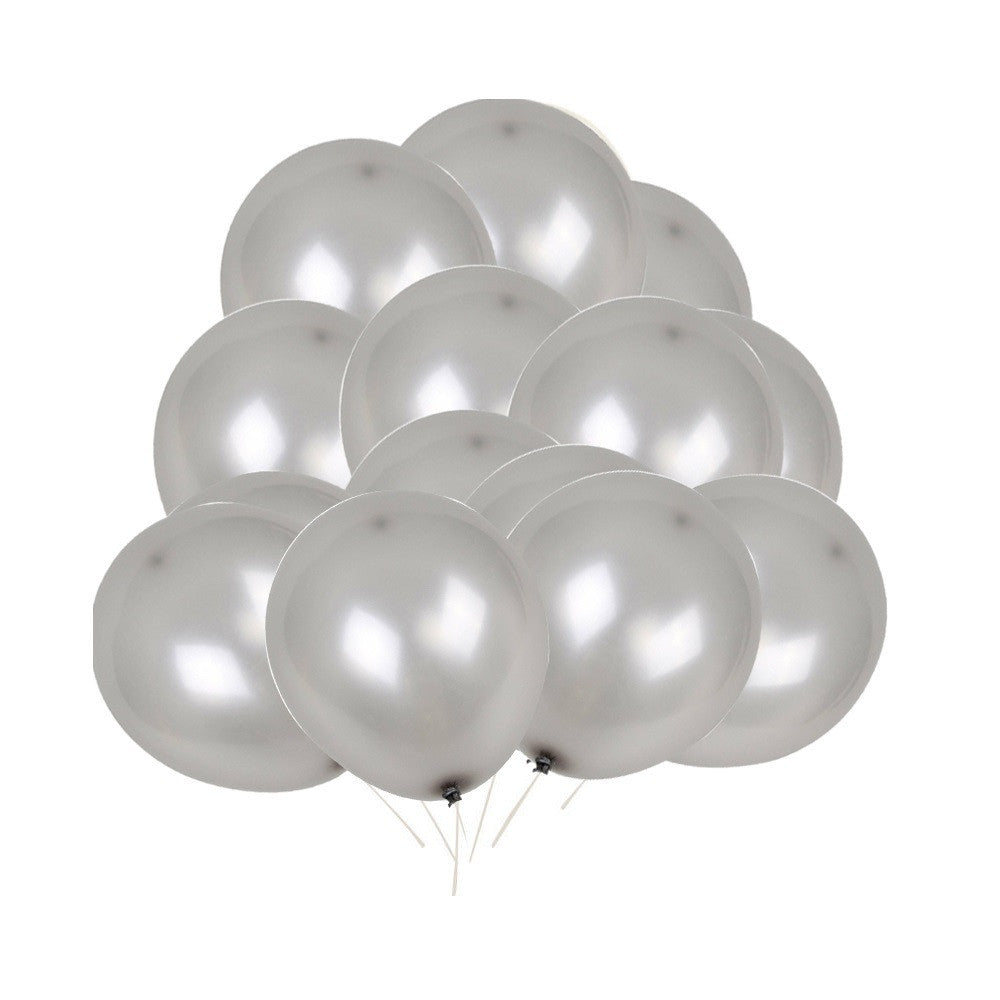 10" Helium-Quality Latex Plain Balloons - Silver