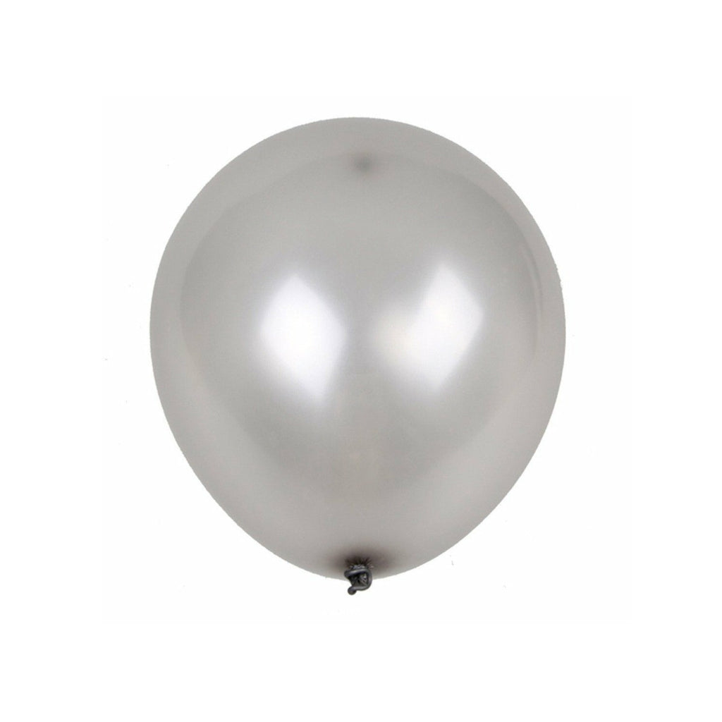 10" Helium-Quality Latex Plain Balloons - Silver