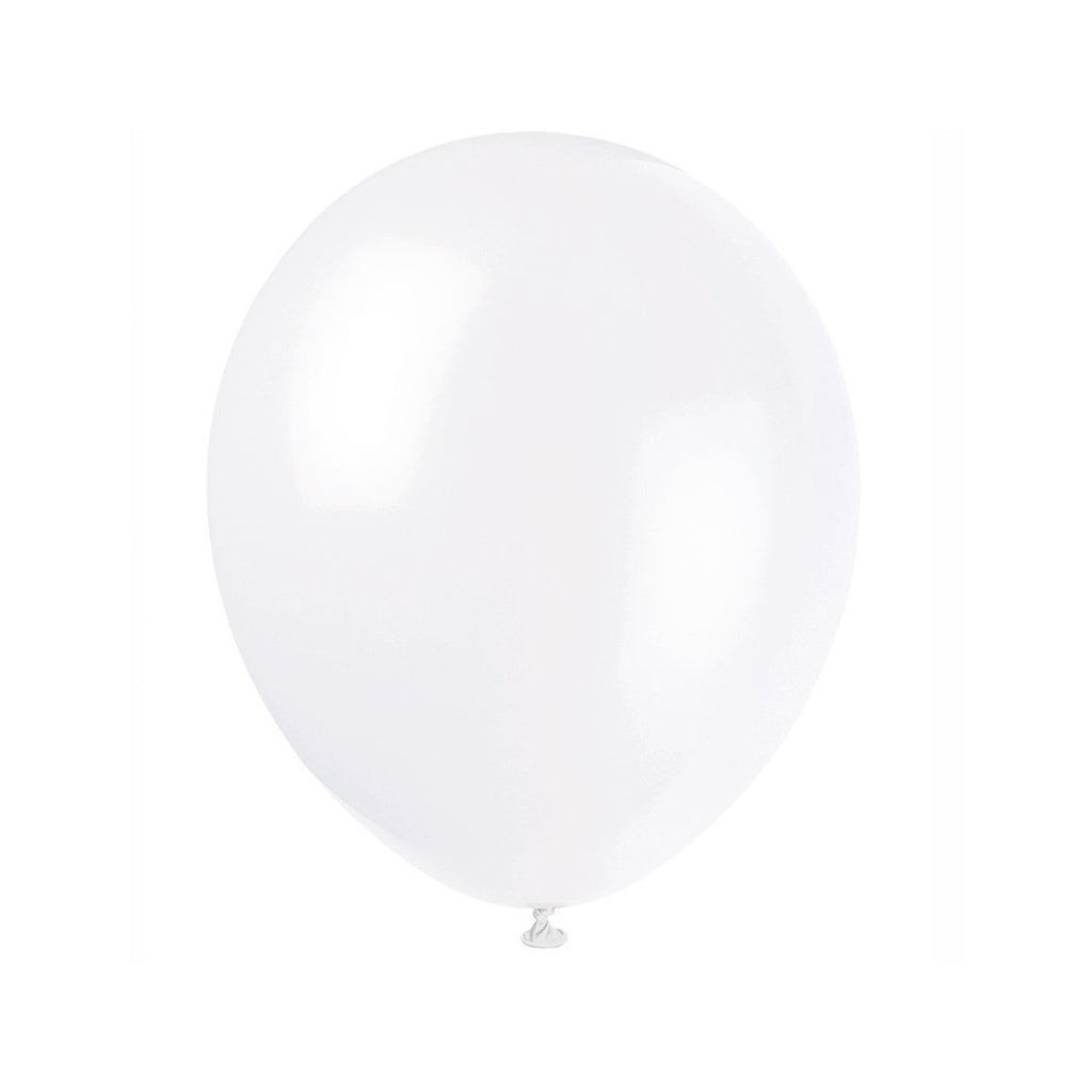 10" Helium-Quality Latex Plain Balloons - White