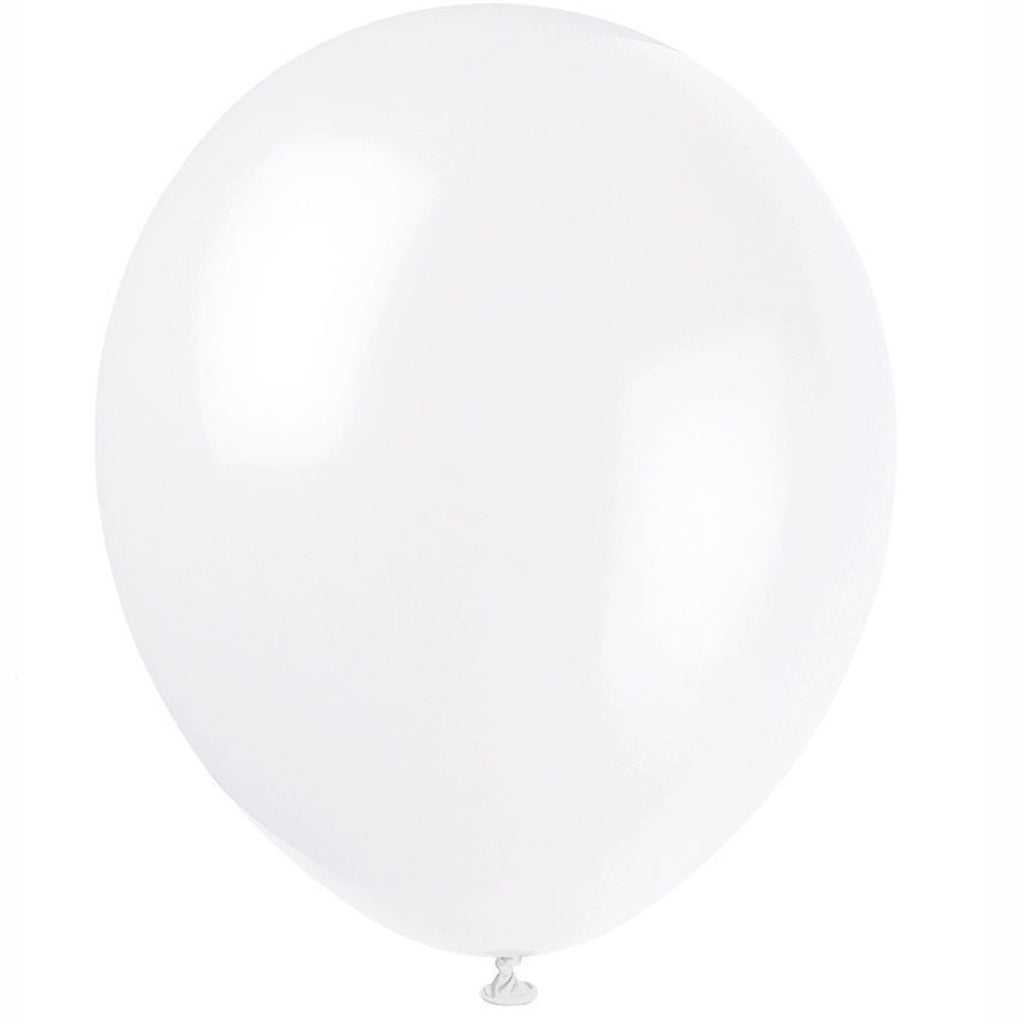 10" Helium-Quality Latex Plain Balloons - White
