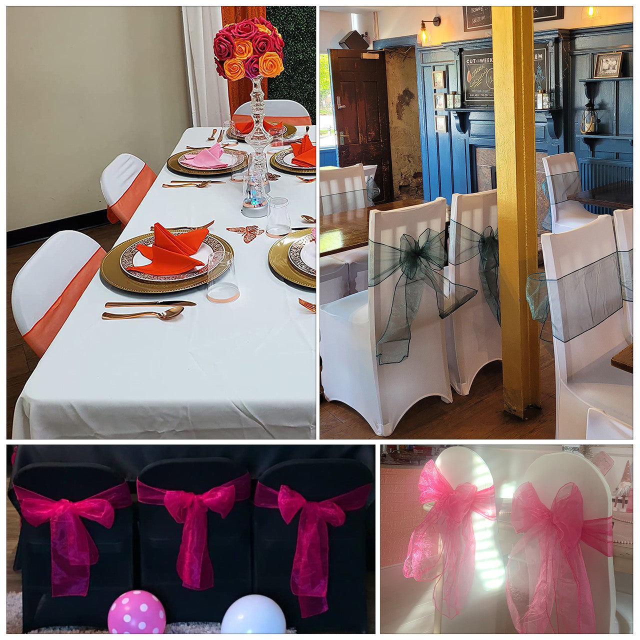 22cm x 280cm Organza Chair Sash - Coral (Pack of 10)