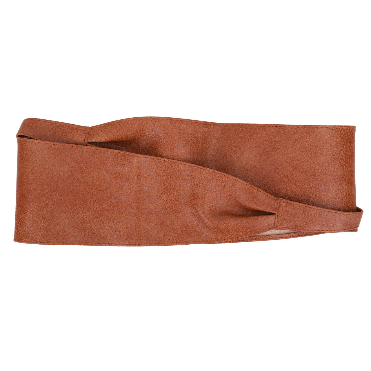 9.5cm x 250cm Wide Waist Crochet Cinch Soft PU Belt - Tan
