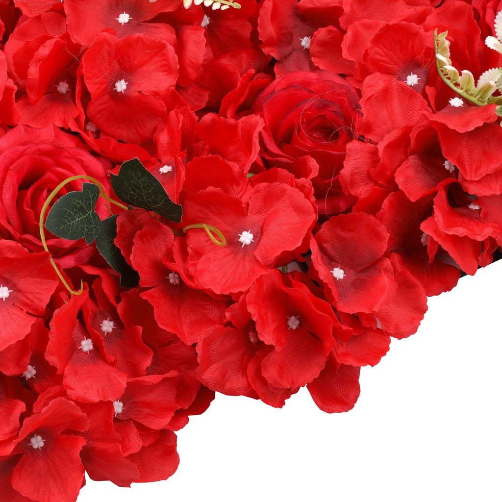 Hydrangea Artificial Flower Wall Panel 60cm x 40cm - Red Roses