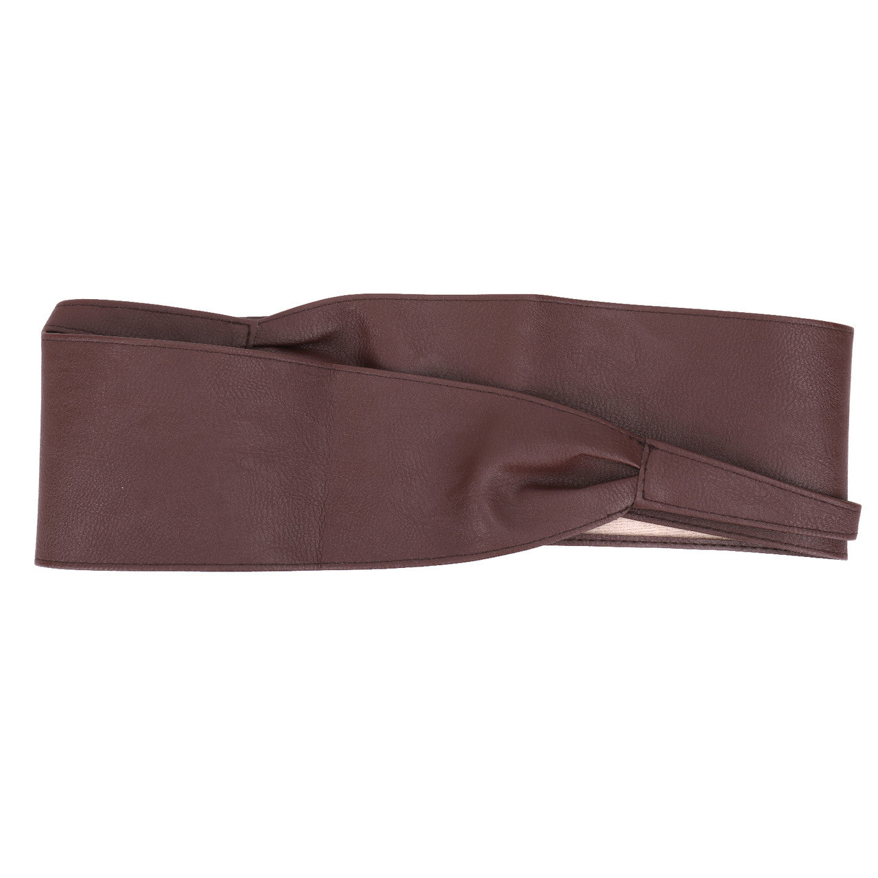 9.5cm x 250cm Wide Waist Crochet Cinch Soft PU Belt - Coffee