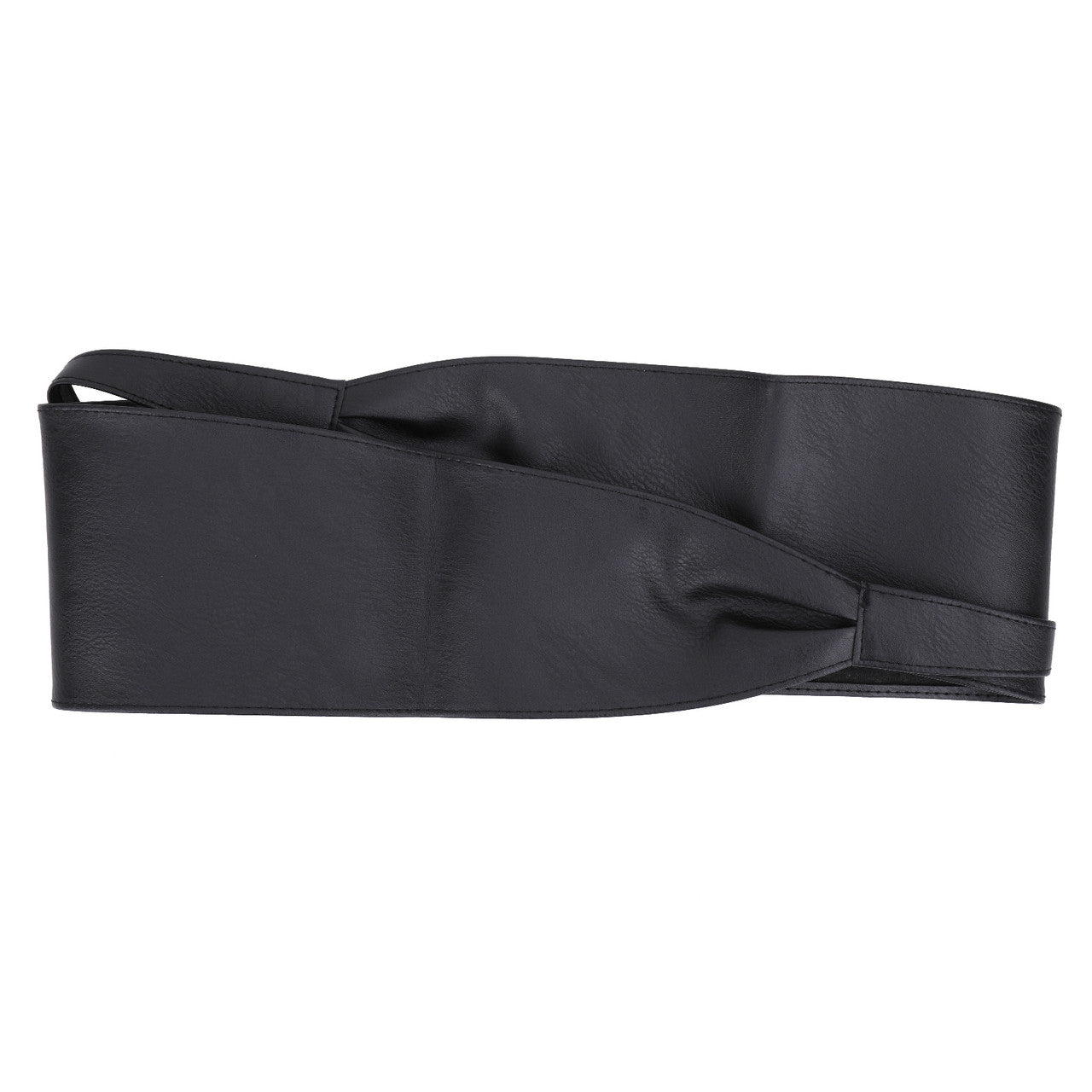 9.5cm x 250cm Wide Waist Crochet Cinch Soft PU Belt - Black
