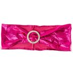 Shiny Spandex Chair Band with Round Diamante Buckle - Fuschia