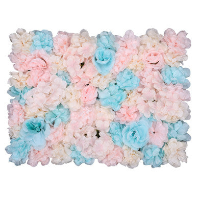 Hydrangea Artificial Flower Wall Panel 60cm x 40cm - Blue & Pink