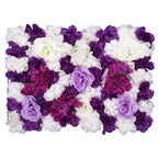 Hydrangea Artificial Flower Wall Panel 60cm x 40cm - Dark Purple & White
