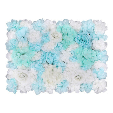 Hydrangea Artificial Flower Wall Panel 60cm x 40cm - Blue & White x 12