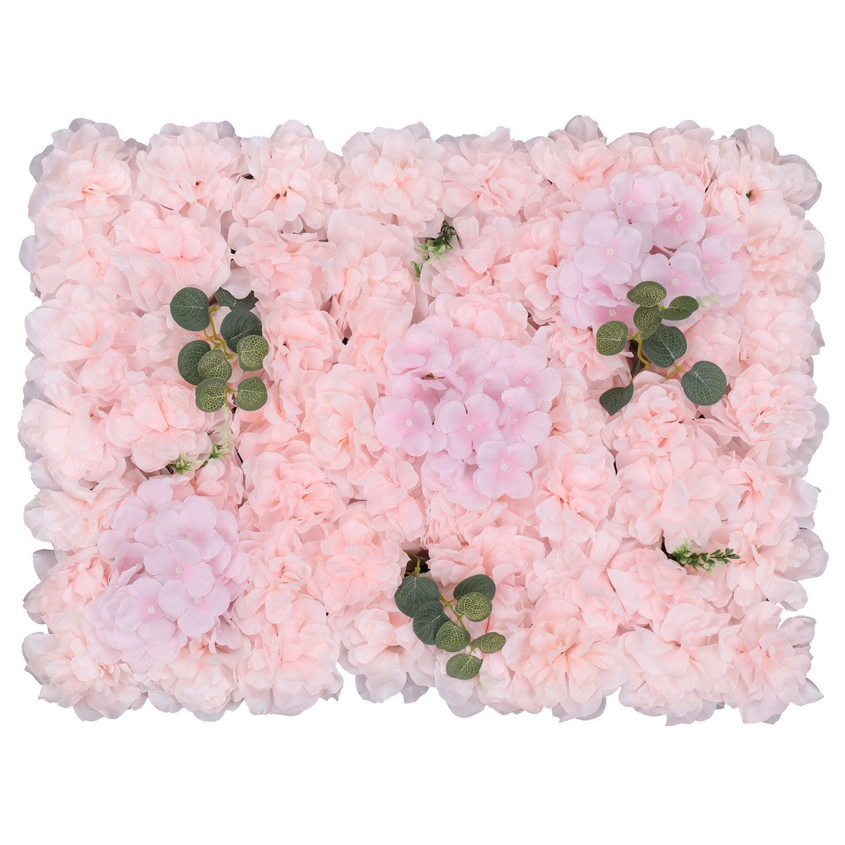 Hydrangea Artificial Flower Wall Panel 60cm x 40cm Pink Leaves
