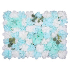 Hydrangea Artificial Flower Wall Panel 60cm x 40cm - Tiffany Blue with Leaves