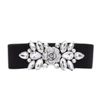 Diamante Motif Belt - Rose Flower - Silver