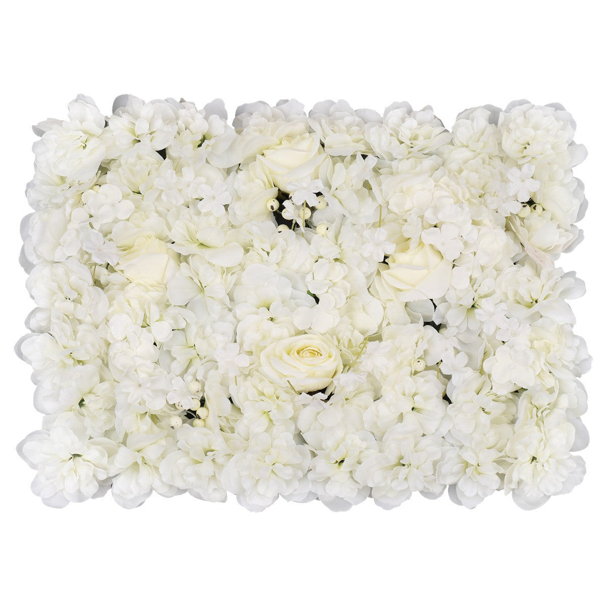 Hydrangea Artificial Flower Wall Panel 60cm x 40cm - Ivory with Berries x 12