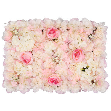 Hydrangea Artificial Flower Wall Panel 60cm x 40cm - Light Baby Pink & Ivory