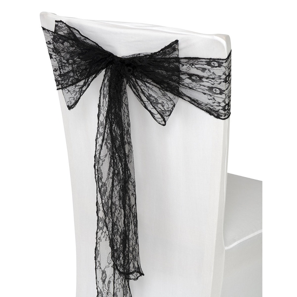 7" x 108" Vintage Lace Chair Sash - Black