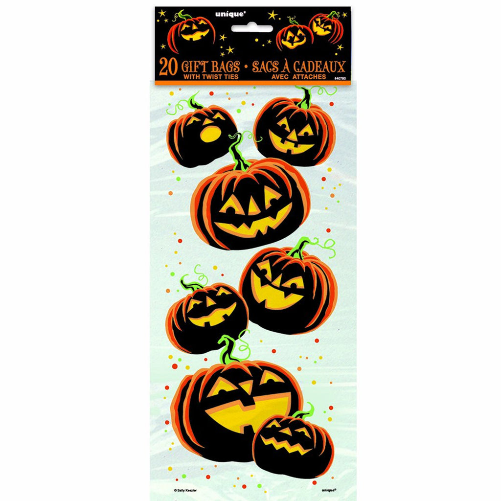 Jack-O-Lantern Pumpkin Grin Cellophane Halloween Party Bags