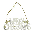 Merry Christmas Plaque Door Hanging Sign - Gold Glitter Star