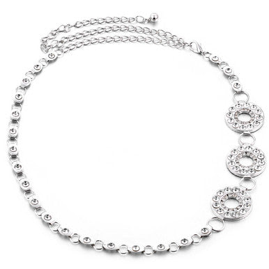 Metal Eyelet Ring Belt - Silver
