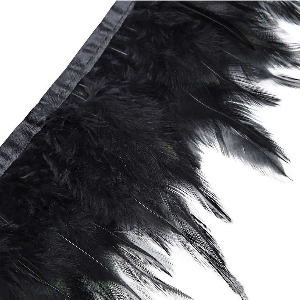 Rooster Feather Fringe for Costume - Black