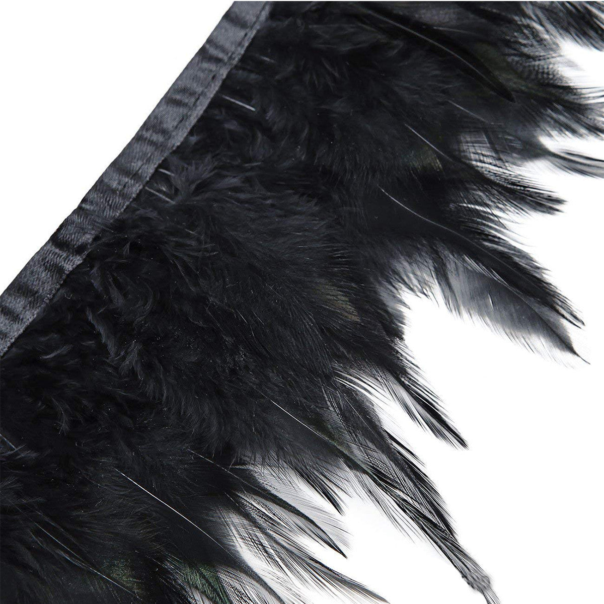 Rooster Feather Fringe for Costume - Black