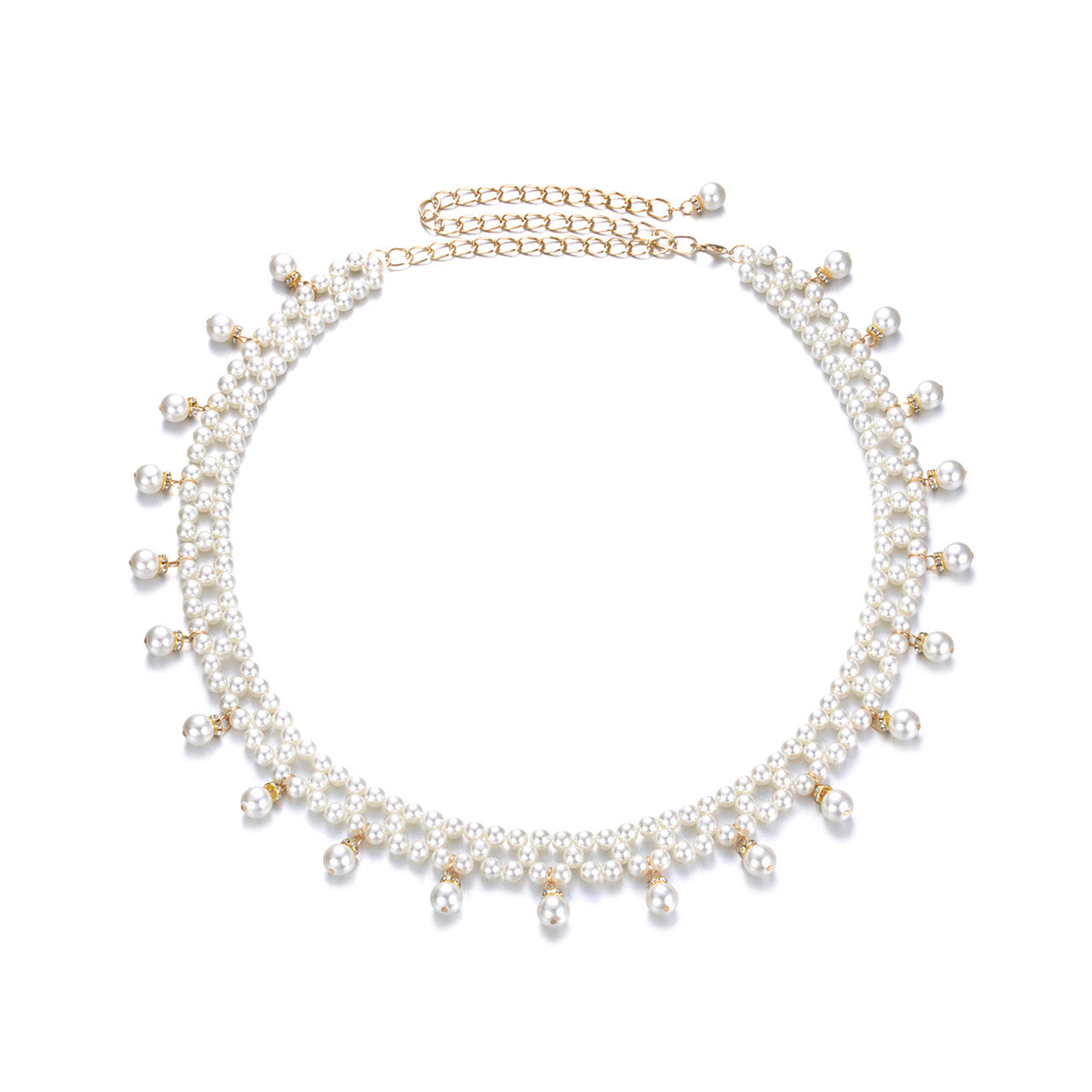 Gold Chain Belt with Artificial Pearls
