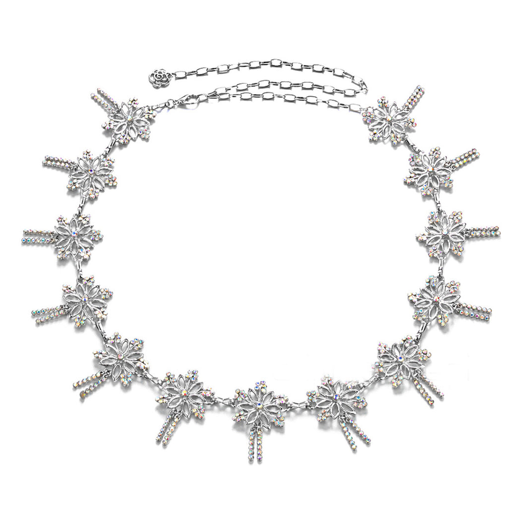 Diamante Waist Belt with Bohemian Flowers - AB Colour