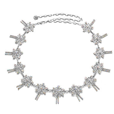 Diamante Waist Belt with Bohemian Flowers - AB Colour