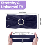 Spandex Chair Band with Round Diamante Buckle - Navy Blue