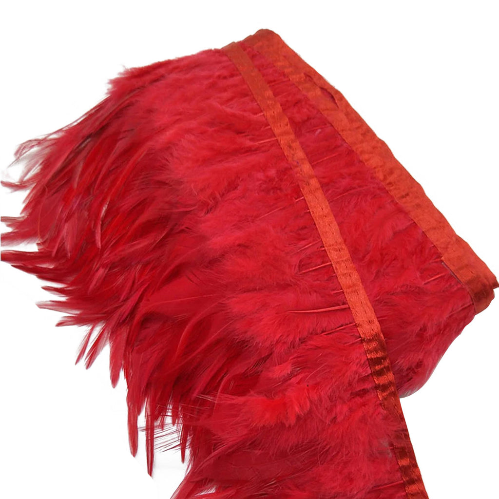 Rooster Feather Fringe for Costume - Red