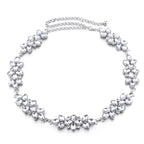 Diamante Flower Motif Belt - Silver