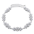 Diamante Flower Motif Belt - Silver