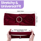 Spandex Chair Band with Round Diamante Buckle - Burgundy